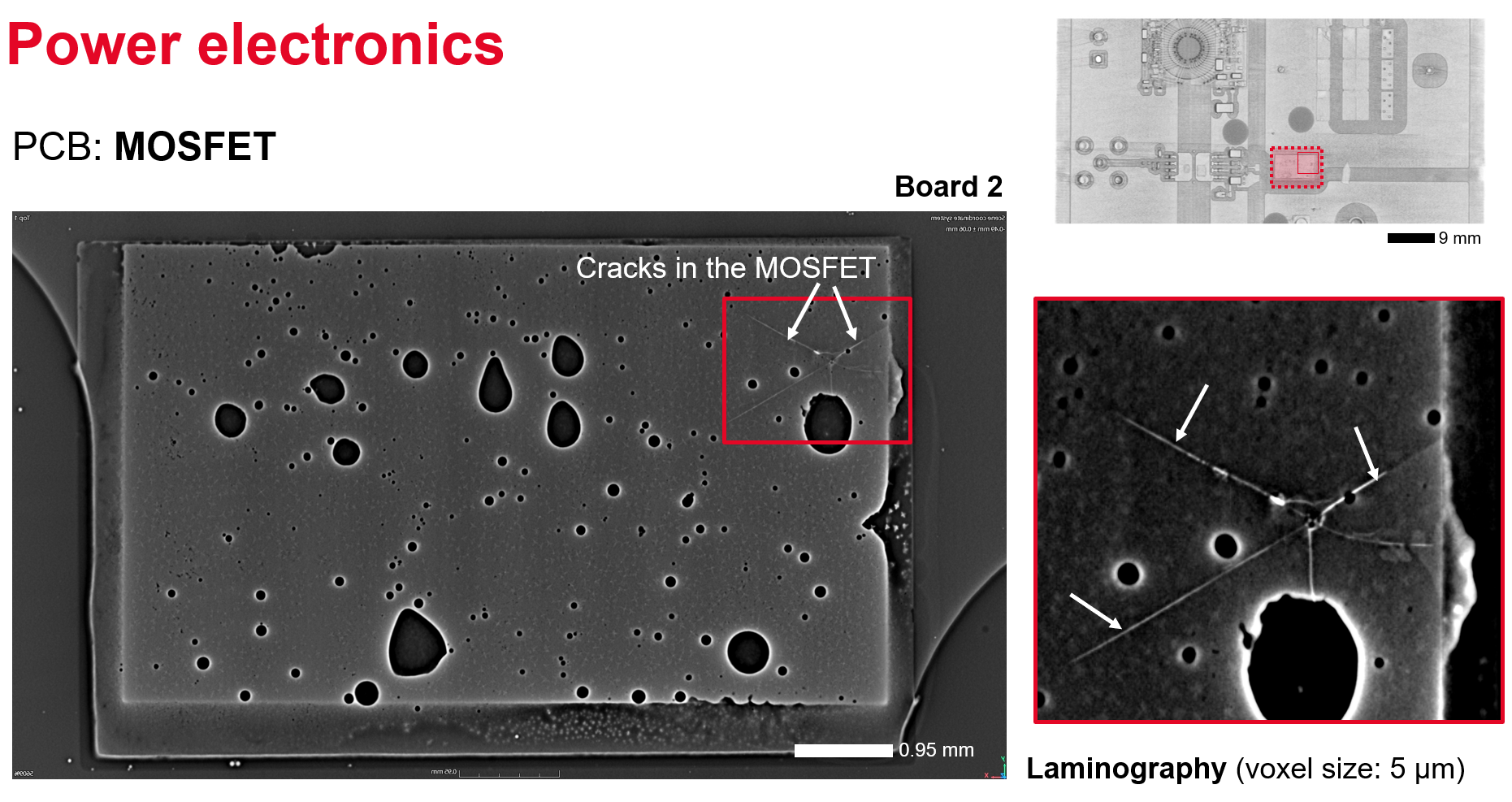 Laminographie - CT - Schnittbilder von Rissen in einem SiC - MOSFET